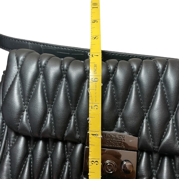 BADGLEY MISCHKA Black Vegan Leather Crossbody Bag Quilted Designer Adjustable - Picture 9 of 13